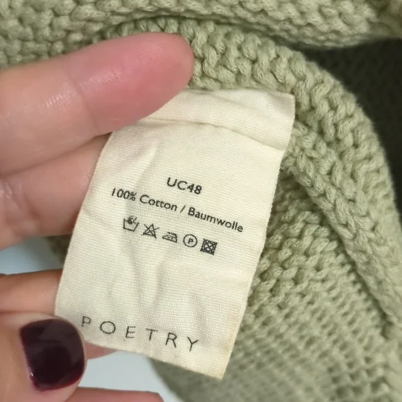 Poetry Sage Green Crew Neck Chuncky Boho Minimalist Sweater Pullover Largenlook - Picture 4 of 6